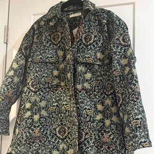 NWT- Free People-We The Free Tapestry Fog Jacquard Shirt- SZ XS